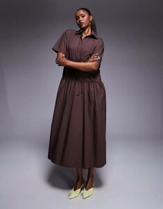 �G�C�\�X ���f�B�[�X �g�b�v�X �����s�[�X �V���c�����s�[�X �V���c �}�L�V ASOS DESIGN trapeze maxi shirt dress in chocolate Chocolate �`���R���[�g