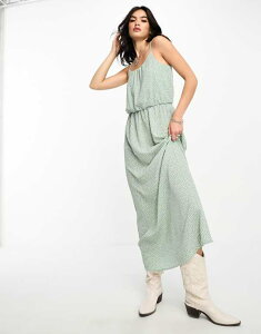 �I�����[ ���f�B�[�X �g�b�v�X �����s�[�X �}�L�V�����s�[�X �M���U�[ �}�L�V Only ruched out maxi dress spot Green Spot �O���[��