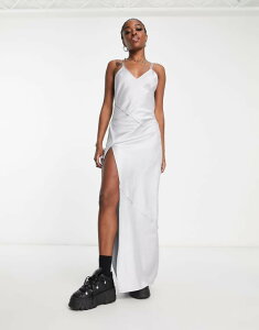 yz R[W fB[X s[X gbvX COLLUSION seam detailed satin maxi dress in silver SILVER