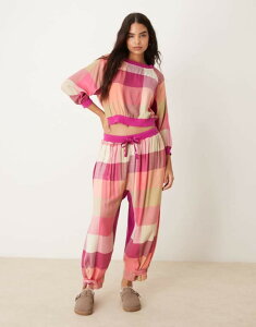 yz t[s[v fB[X JWApc {gX Free People plaid flannel pajama pants in pink multi - part of a set Warm combo
