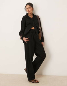 �G�C�\�X ���f�B�[�X �{�g���X �J�W���A���p���c �p���c ���l�� ASOS DESIGN linen look pull-on pants - part of a set Black �u���b�N