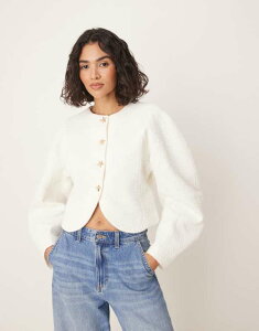 GC\X fB[X AE^[ WPbgEu] WPbg ASOS DESIGN boucle cocoon jacket with starfish buttons in buttermilk Buttermilk