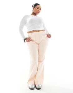 �G�C�\�X ���f�B�[�X �{�g���X �J�W���A���p���c �p���c ASOS DESIGN Curve patch pocket flare pants in apricot Apricot �A�v���R�b�g