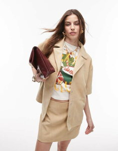 gbvVbv fB[X gbvX Vc XG[h Topshop real suede resort shirt in buttermilk - part of a set Buttermilk