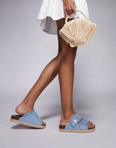 TEXr[` fB[X V[Y T_ fj South Beach double buckle espadrille sandals in frayed denim DENIM fj