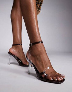 GC\X fB[X V[Y T_ q[ ASOS DESIGN Nimble high heeled sandals and clear BROWN uE