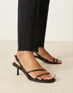 GC\X fB[X V[Y T_ ~j q[ ASOS DESIGN Hopscotch minimal kitten heel slingback sandals Black ubN