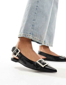 �G�C�\�X ���f�B�[�X �V���[�Y �p���v�X ASOS DESIGN Wide Fit Legion buckle ballet flats Black �u���b�N