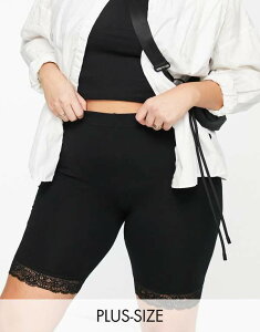 ���F�����[�_ ���f�B�[�X �{�g���X ���M���X �V���[�g�p���c ���[�X Vero Moda Curve legging shorts with lace detail Black �u���b�N