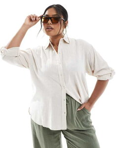 �I�����[�J�[�u ���f�B�[�X �g�b�v�X �V���c ONLY Curve oversized shirt in cream CREAM �N���[��