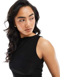 �~�X�Z���t�t���b�W ���f�B�[�X �g�b�v�X �V���c �W���[�W�[ Miss Selfridge jersey tie cowl back top Black �u���b�N