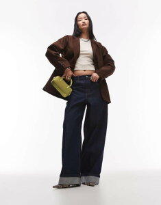 gbvVbv fB[X gbvX Vc XG[h uU[ Topshop faux suede oversized blazer in chocolate Brown uE