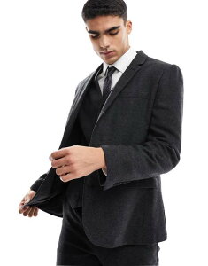 GC\X Y AE^[ WPbgEu] E[ WPbg ASOS DESIGN slim suit jacket in wool mix texture Black ubN
