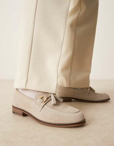 GC\X Y V[Y Xb|E[t@[ XG[h [t@[ ASOS DESIGN gray suede loafers with tassels LIGHT GRAY O[