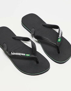 nCAiX fB[X V[Y T_ Black Havaianas brazil logo flip flops in black