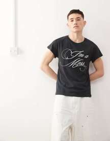 チープマンデー メンズ トップス Tシャツ シャツ Cheap Monday x Landon Barker boxy fit t-shirt with back print in black