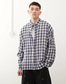 チープマンデー メンズ トップス シャツ Cheap Monday x Landon Barker boxy fit plaid shirt in blue and yellow Blue check