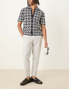 GC\X Y {gX JWApc e[p[htBbg pc l ASOS DESIGN smart tapered fit linen blend pants in light gray with turnups LIGHT GRAY O[