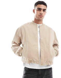 GC\X Y AE^[ WPbgEu] Nbvh WPbg ASOS DESIGN oversized cropped bomber jacket in stone STONE Xg[