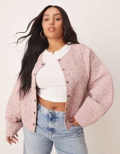 GC\X fB[X AE^[ WPbgEu] LeBO WPbg ASOS Curve ASOS DESIGN Curve quilted jacket with cocoon sleeves in washed Washed pink sN