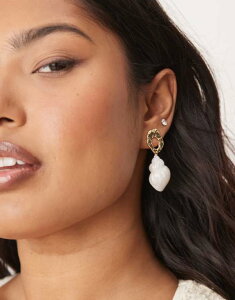 fUCr[h fB[X ANZT[ sAXECO DesignB London molten oval stud earrings with drop shell GOLD S[h