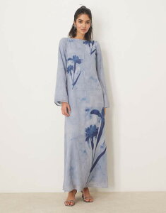 yz GC\X fB[X s[X gbvX ASOS DESIGN placement print raw seam detail maxi dress Placement print