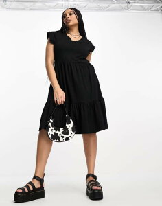 �I�����[�J�[�u ���f�B�[�X �g�b�v�X �����s�[�X �e�B�A�[�h �~�j�����s�[�X �~�j Only Curve tiered mini dress Black �u���b�N