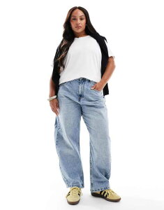 �G�C�\�X ���f�B�[�X �{�g���X �f�j���p���c �W�[���Y ASOS Curve ASOS DESIGN Curve barrel leg jeans in light LIGHT BLUE �u���[