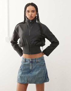�R���[�W���� ���f�B�[�X �{�g���X �X�J�[�g �f�j�� COLLUSION denim bubble hem skirt in light wash LIGHT WASH �f�j��