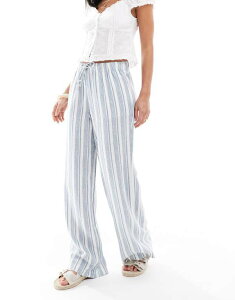 I[ fB[X {gX JWApc ln LIGHT BLUE ONLY linen mix pull on pants in blue stripe