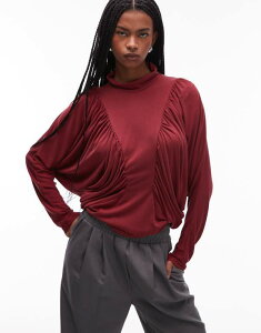 GC\X fB[X gbvX Vc ASOS DESIGN modal batwing sleeve top in cherry Red bh