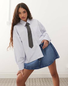 �G�C�\�X ���f�B�[�X �{�g���X �X�J�[�g �~�j �f�j�� ASOS DESIGN gathered denim micro mini skirt in mid Blue �u���[