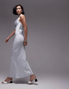 gbvVbv fB[X {gX XJ[g }LV Topshop Jacquard mid-rise bias maxi skirt in Icey Blue - part of a set BLUE u[