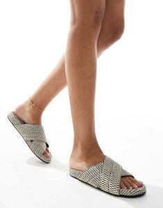�t�H�[�X&���b�N���X ���f�B�[�X �V���[�Y �T���_�� 4th & Reckless woven crossover strap flat sandals in mono MONO