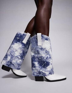 AUA  fB[X V[Y u[cECu[c Azalea Wang Hartley embellished foldover western boots White multi zCg
