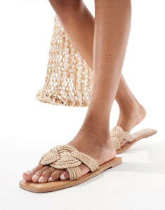 �G�C�\�X ���f�B�[�X �V���[�Y �T���_�� ASOS DESIGN Wide Fit Flora woven mule sandal in natural NATURAL