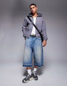 GC\X Y AE^[ WPbgEu] WPbg ASOS DESIGN windbreaker jacket with hood in charcoal CHARCOAL `R[