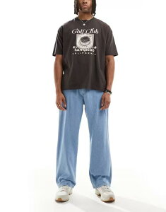 �W���b�N �A���h �W���[���Y �����Y �{�g���X �f�j���p���c �W�[���Y Jack & Jones Dave wide fit drawstring light weight jeans in light blue wash Light Blue Denim �f�j��