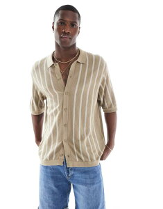 �W���b�N �A���h �W���[���Y �����Y �g�b�v�X �|���V���c �j�b�g Jack & Jones button up knit polo stripe Coriander Stripes �X�g���C�v