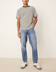 �G�C�\�X �����Y �{�g���X �f�j���p���c �e�[�p�[�h�t�B�b�g �W�[���Y ASOS DESIGN tapered fit jeans in dark wash Dark wash blue �u���[