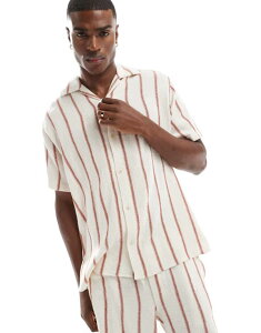 �W���b�N �A���h �W���[���Y �����Y �g�b�v�X �V���c Jack & Jones revere collar shirt in cream red stripe - part of a set Arabian Spice �N���[��