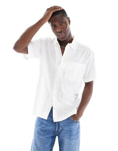 �W���b�N �A���h �W���[���Y �����Y �g�b�v�X �V���c Jack & Jones Premium seersucker shirt White �z���C�g