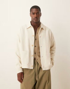 GC\X Y AE^[ WPbgEu] WPbg ASOS DESIGN jacquard worker jacket in ecru ECRU GN
