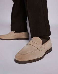 EH[Nh Y V[Y Xb|E[t@[ XG[h [t@[ Walk London Angelo saddle loafers in stone suede Tan ^