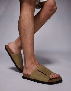 GC\X Y V[Y T_ XG[h ASOS DESIGN sandal slides in stone suede with cork sole Stone Xg[