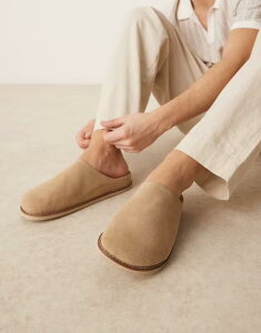 GC\X Y V[Y T_ XG[h ASOS DESIGN mule clog sandals in stone suede Stone Xg[