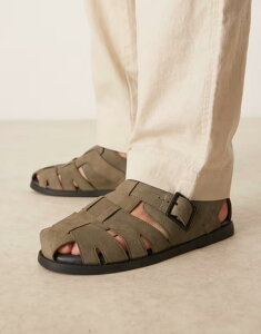 GC\X Y V[Y T_ XG[h ASOS DESIGN fisherman sandals suede Khaki J[L