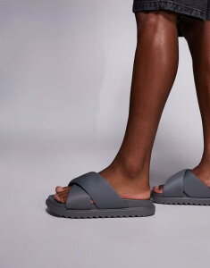 �G�C�\�X �����Y �V���[�Y �T���_�� ASOS DESIGN padded cross over strap sandals Gray �O���[