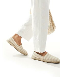 GC\X Y V[Y T_ LoX Beige ASOS DESIGN slip on espadrilles in stone canvas stripe