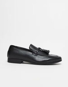 yz GC\X Y Xb|E[t@[ V[Y ASOS DESIGN loafers in black faux leather with tassel detail Black